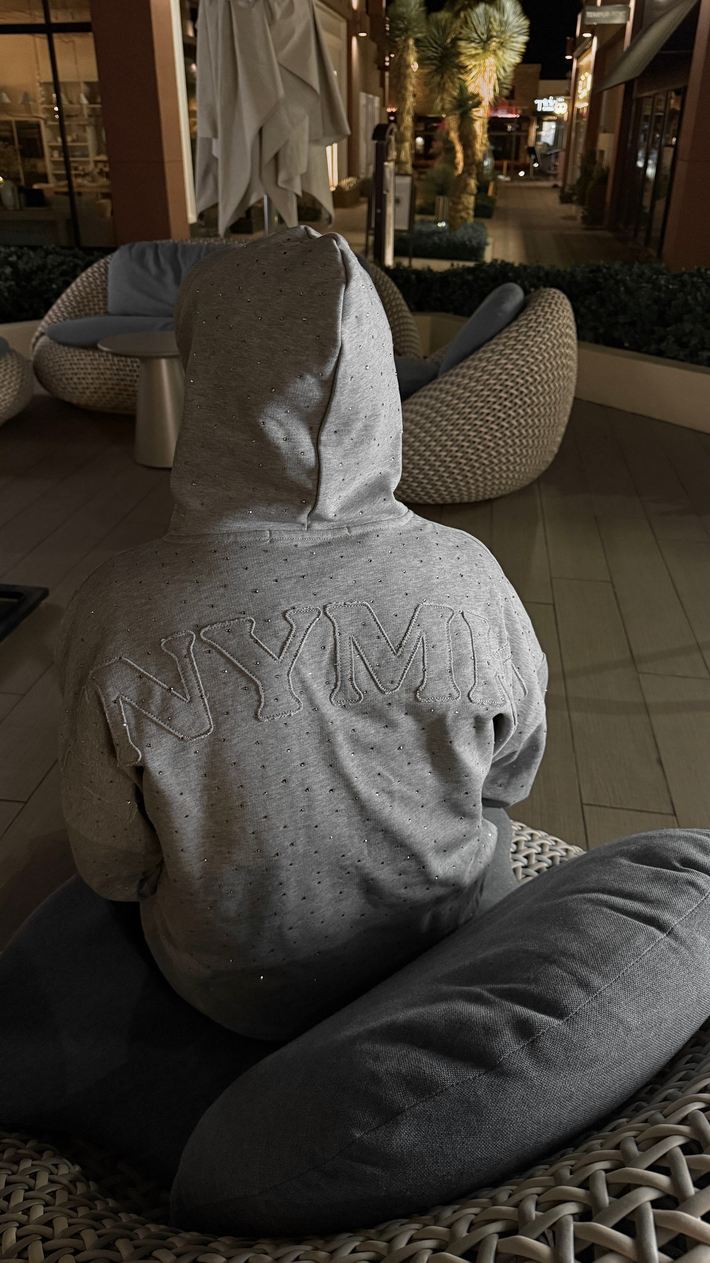 Moneymakerz Full Rhinestone Hoodie (Grey)
